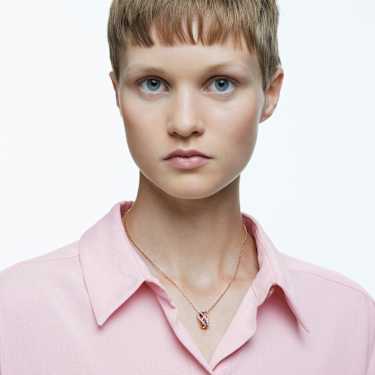 Hyperbola necklace, White, Rose gold-tone plated - Swarovski, 5620549