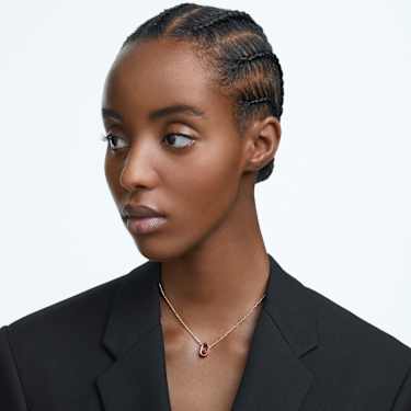 Una pendant, Round cut, Oval shape, Red, Rose gold-tone plated - Swarovski, 5620550