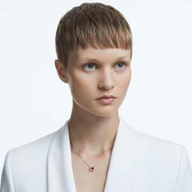 Una Kolye, Yuvarlak kesim, Uzun, Mor, Pembe altın rengi kaplama - Swarovski, 5620551