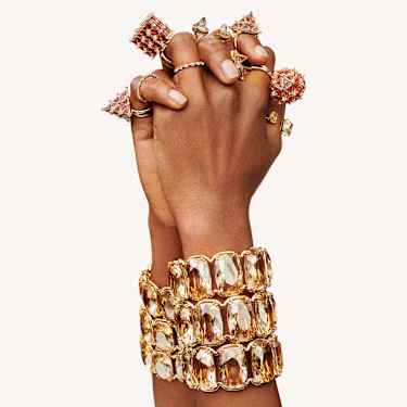 Brazalete Harmonia, Cristales flotantes de gran tamaño, Tono dorado, Baño tono oro - Swarovski, 5620653