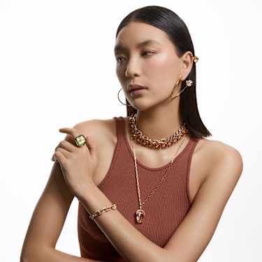 Dextera 브레이슬릿, 파베, 화이트, 골드 톤 플래팅 - Swarovski, 5622221