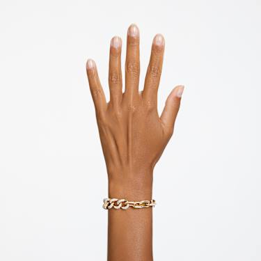 Dextera bracelet, Pavé, White, Gold-tone plated - Swarovski, 5622223