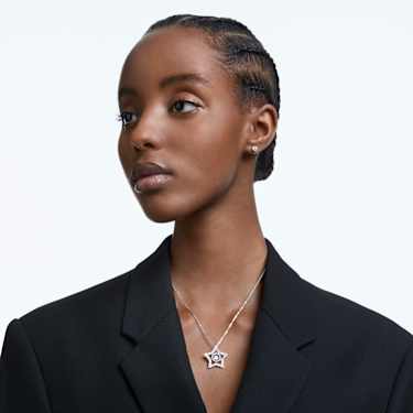 Stella เซ็ต, ผสมผสานเหลี่ยมเจียระไนหลายหลายรูปแบบ, ดวงดาว, เขียว, เคลือบโรเดียม - Swarovski, 5622729
