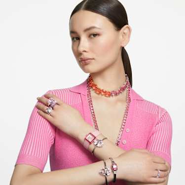 Uhr, Silikonarmband, Rosa - Swarovski, 5624373