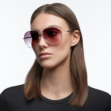 Sunglasses, Pilot shape, Gradient tint, SK0343-H 33B, Black - Swarovski, 5625299