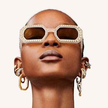 Sunglasses, Octagon shape, Pavé, SK0345 21J, Yellow - Swarovski, 5625302
