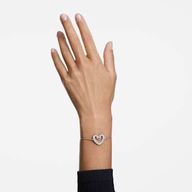 Sublima bracelet, Heart, Medium, White, Rhodium plated - Swarovski, 5625534