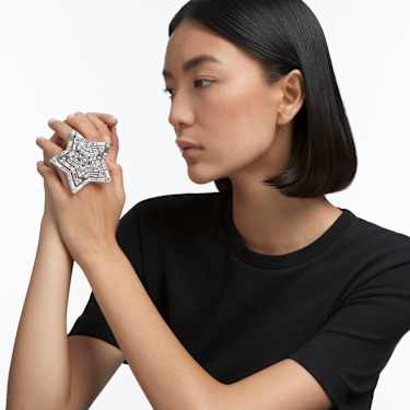 Bague Stella, Tailles variées, Étoile, Large, Blanche, Métal rhodié - Swarovski, 5626372