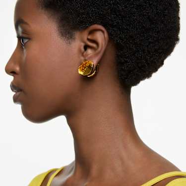 Brincos stud Lucent, Amarelo, Lacado a dourado - Swarovski, 5626605