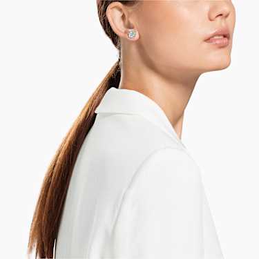 Brincos stud Magic, Floco de neve, Branco, Lacado a ródio - Swarovski, 5627347