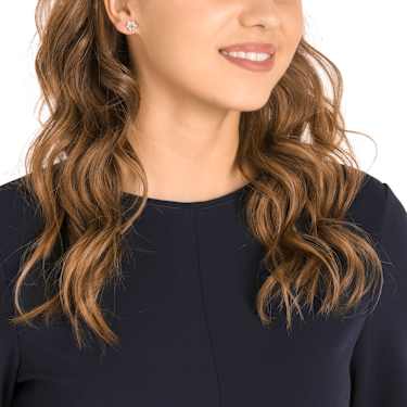 Cercei stud Magic, Fulg de zăpadă, Albi, Placat cu nuanță roz-aurie - Swarovski, 5627348