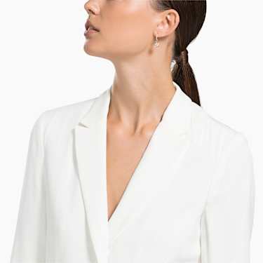 Una drop earrings, Round cut, Pavé, White, Rose gold-tone plated - Swarovski, 5627350
