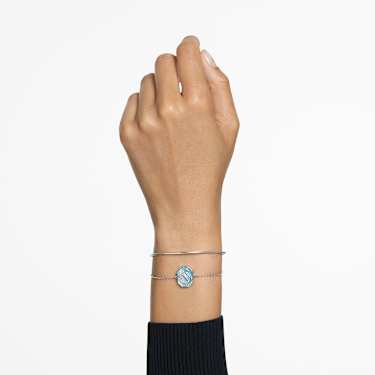 Brazalete Swan, Cisne, Azul, Baño de rodio - Swarovski, 5628552