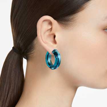 Lucent hoop earrings, Statement, Round shape, Blue