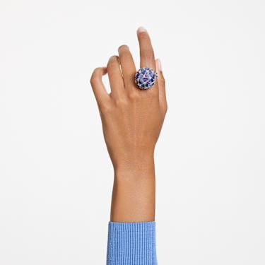 Anello cocktail Curiosa, Taglio triangolo, Blu, Placcato color oro - Swarovski, 5630306