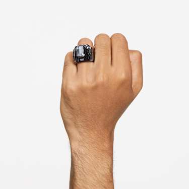 Chroma cocktail ring, Black, Ruthenium plated - Swarovski, 5630325