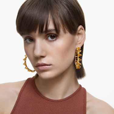 Swarovski Matrix hoop earrings Triangle cut Yellow Gold tone plated