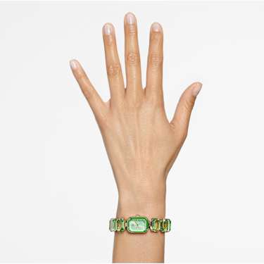 Óra, Nyolcszögletes metszésű karkötő, Zöld, Pezsgő arany árnyalatú felület - Swarovski, 5630834