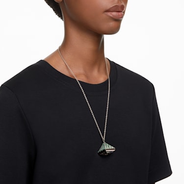 Reloj colgante, Talla triangular, Verde, Acabado tono oro champán - Swarovski, 5631146
