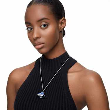 Relógio em pingente, Lapidação em triângulo, Azul, Aço inoxidável - Swarovski, 5631158