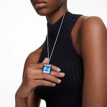 Montre pendentif Taille Triangle Bleue Acier inoxydable Swarovski