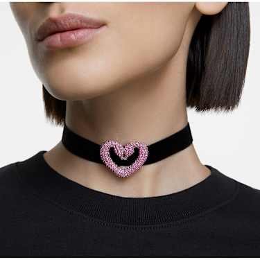 Sublima choker, Heart, Pink, Rhodium plated - Swarovski, 5631172