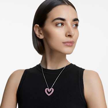 Sublima ペンダント, ハート, 大, ピンク, ロジウム・プレーティング | Swarovski