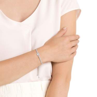 Subtle bracelet, Evil eye, White, Rhodium plated - Swarovski, 5632062