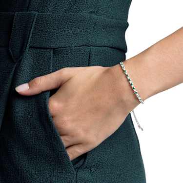 Matrix bracelet, Round cut, Green, Rhodium plated - Swarovski, 5632064