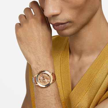 Octea Lux Chrono Uhr, Schweizer Produktion, Lederarmband, Braun, Vergoldetes Finish - Swarovski, 5632260