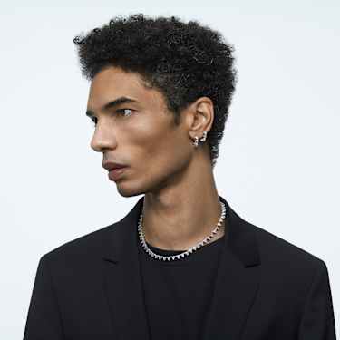 Matrix ต่างหูแบบห่วง, ขาว, เคลือบโรเดียม - Swarovski, 5632467