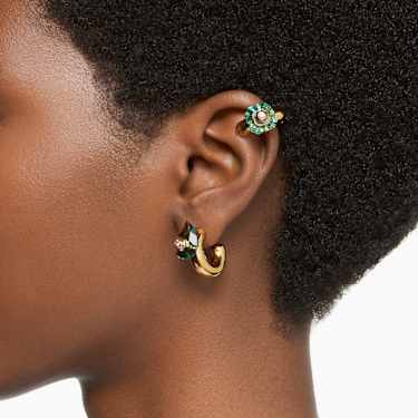 Numina hoop earrings Set 3 Mixed cuts Green Gold tone plated