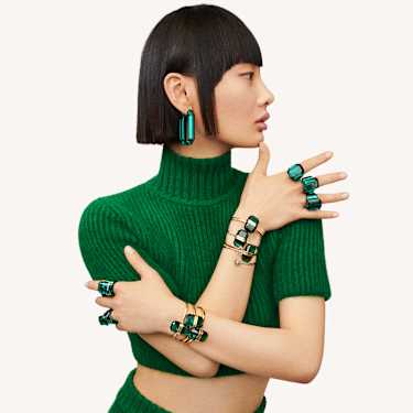 Lucent フープピアス, ステートメント、オクタゴンシェイプ, グリーン 