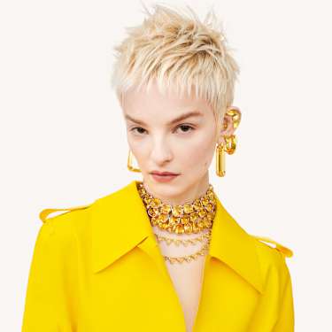 Lucent ต่างหูแบบห่วง, Statement ทรงแปดเหลี่ยม, เหลือง - Swarovski, 5633954
