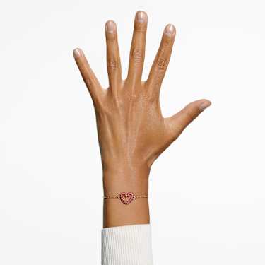 Náramek Sublima, Srdce, Malý, Červená, Pokoveno ve zlatém odstínu - Swarovski, 5634724