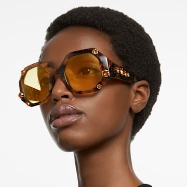 Sunglasses, Oversized, Octagon shape, SK0375 52G, Brown - Swarovski, 5634748