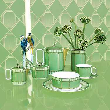 Chávena com pires Signum, Porcelana, Verde - Swarovski, 5635526
