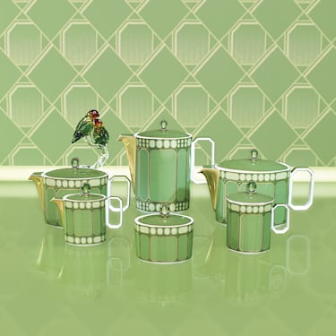 Signum mug with lid, Porcelain, Green - Swarovski, 5635532