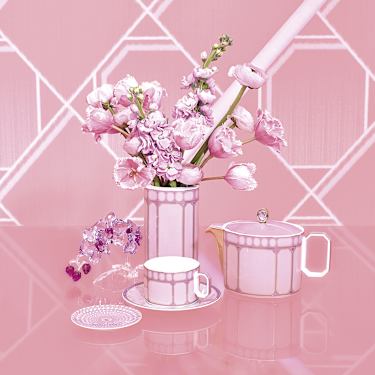 Signum Kapaklı kupa, Porselen, Pembe - Swarovski, 5635539