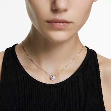 Pendente Una Angelic, Taglio tondo, Pavé, Bianco, Placcato rodio - Swarovski, 5636264
