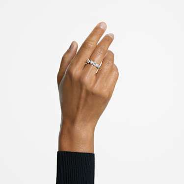 Constella ring, Round cut, Pavé, White, Rhodium plated