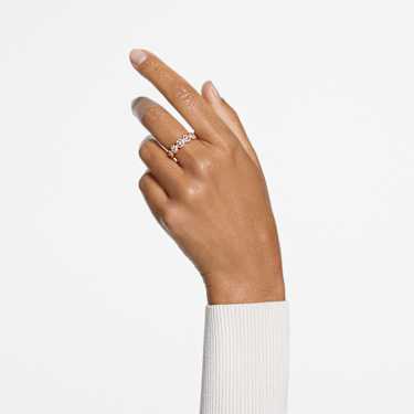 Una ring, Round cut, Pavé, White, Rose gold-tone plated | Swarovski 