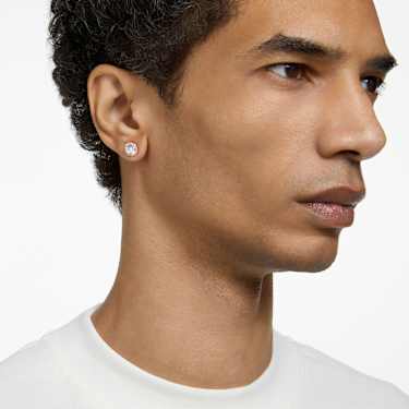 Una Angelic stud earrings, Round cut, Pavé, White, Rose gold-tone plated - Swarovski, 5636275