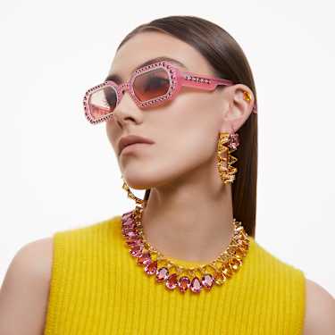 Occhiali da sole, Forma ottagonale, Pavé, SK0345 72U, Rosa - Swarovski, 5636336