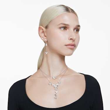 Idyllia Lilia Ohrstecker, Schmetterling, Weiß, Rhodiniert - Swarovski, 5636424