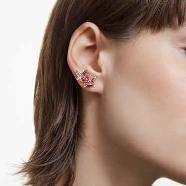 Idyllia Lilia stud earrings, Set (3), Butterfly, Pink, 18K rose gold finish - Swarovski, 5636428