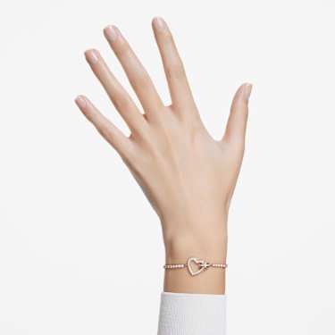 Brățară Lovely, Inimă, Alb, Placat cu nuanță roz-aurie - Swarovski, 5636443