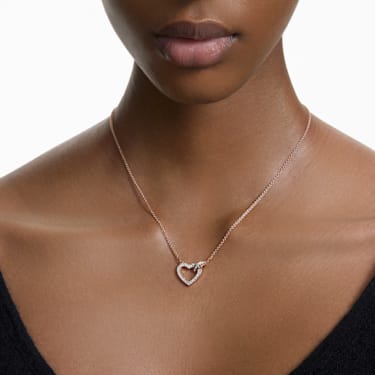 Lovely necklace, Heart, White, Rose gold-tone plated - Swarovski, 5636445