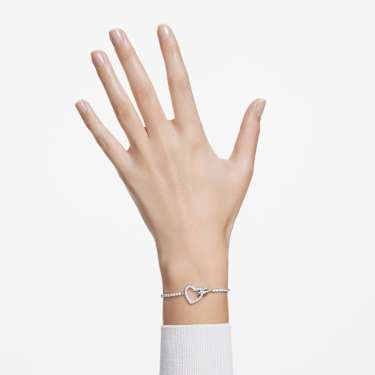Lovely armband, Hart, Wit, Rodium toplaag - Swarovski, 5636447