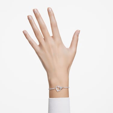 Lovely bracelet, Heart, White, Rhodium plated - Swarovski, 5636447